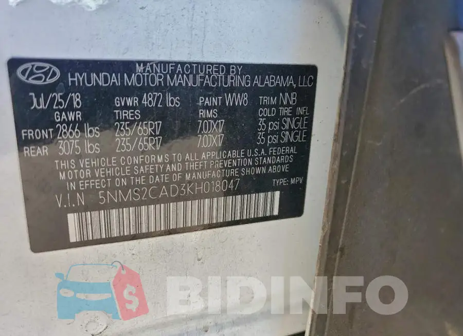 5NMS2CAD3KH018047 Photo# 13