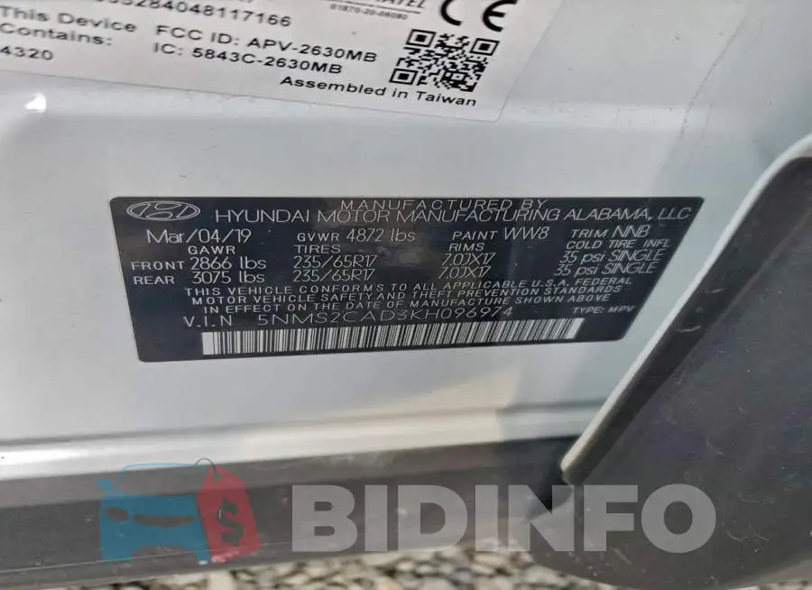 5NMS2CAD3KH096974 Photo# 14
