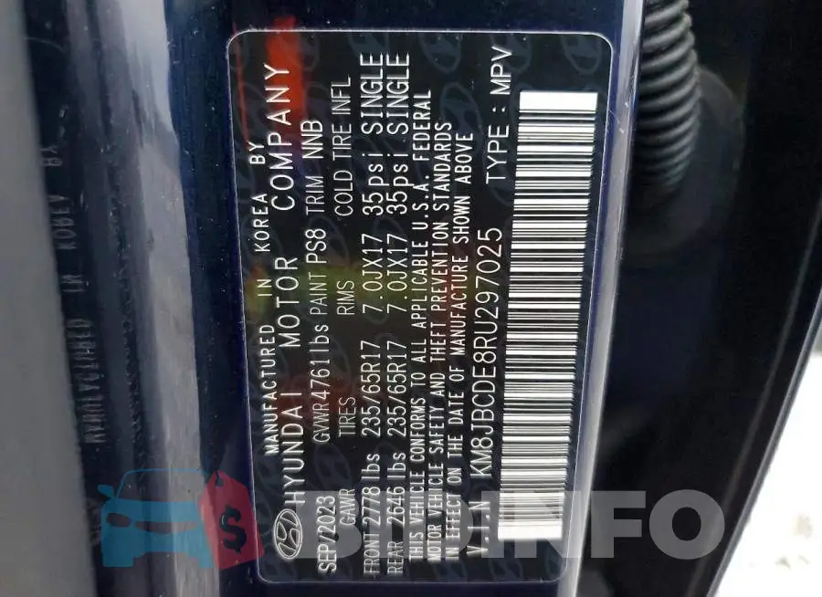 KM8JBCDE8RU297025 Photo# 13