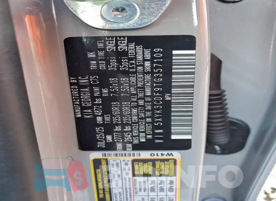 5XYK3CDF9TG357109 Photo# 12