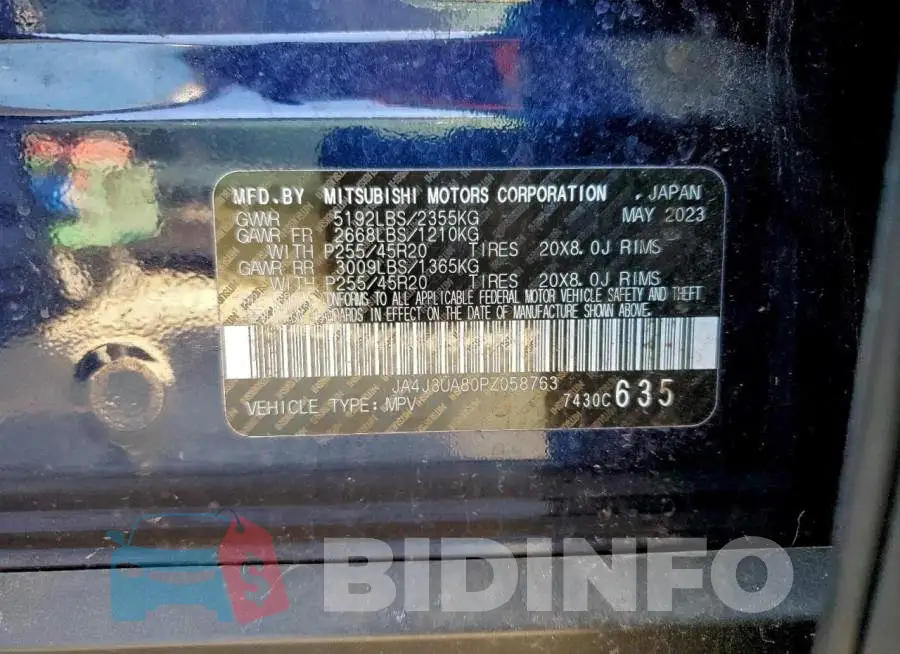 JA4J3UA80PZ058763 Photo# 14