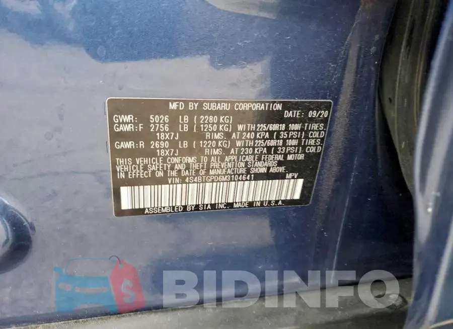 4S4BTGPD6M3104641 Photo# 13
