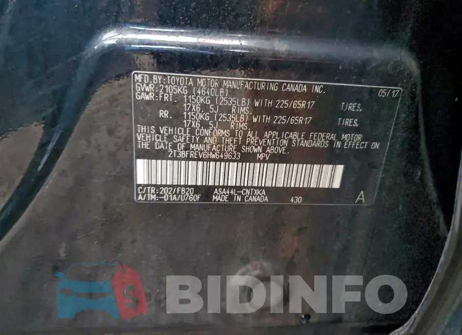 2T3BFREV6HW649633 Photo# 12
