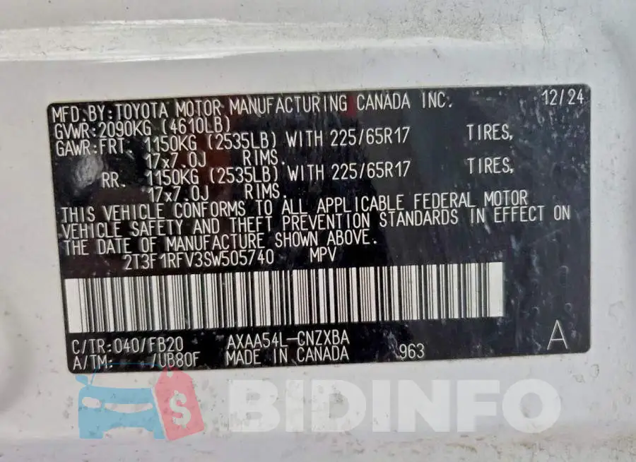 2T3F1RFV3SW505740 Photo# 14