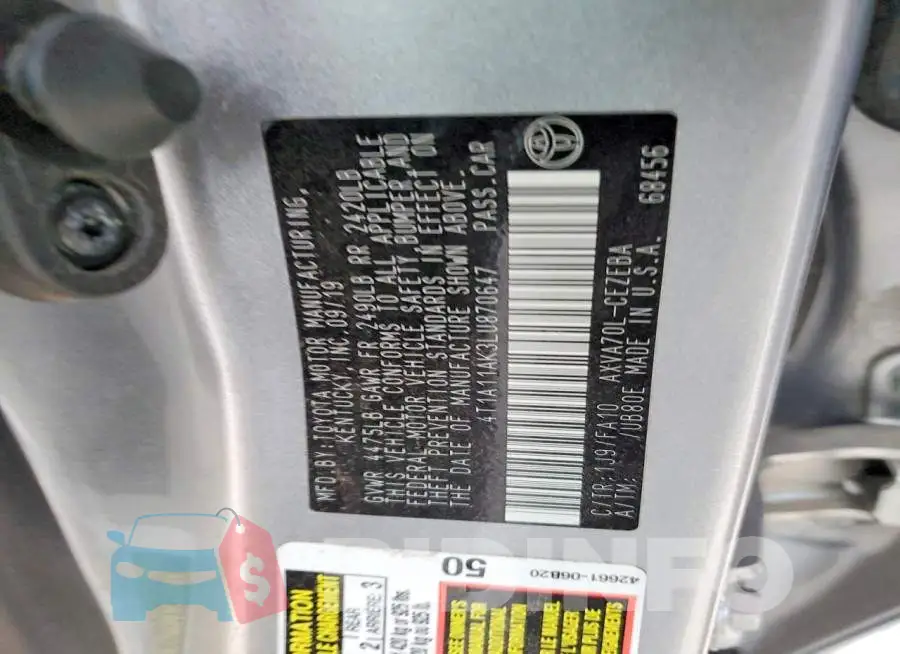 4T1A11AK3LU870647 Photo# 12