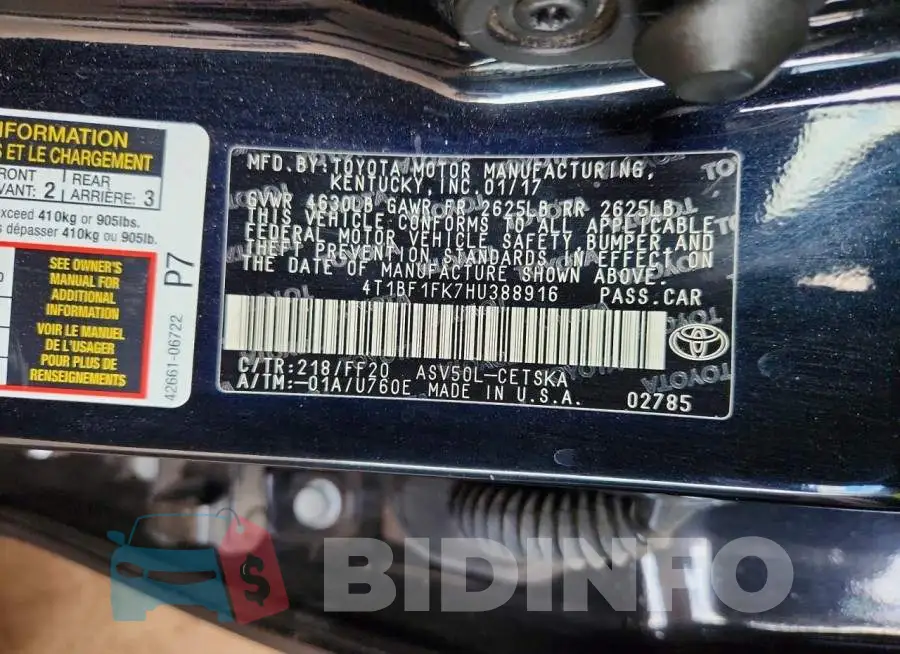 4T1BF1FK7HU388916 Photo# 12