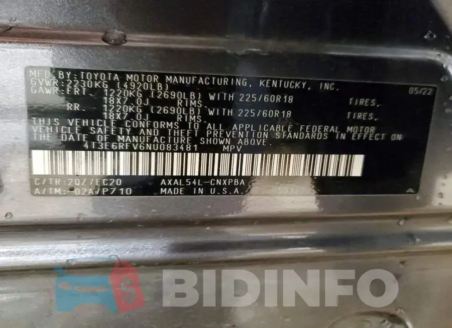 4T3E6RFV6NU083481 Photo# 13