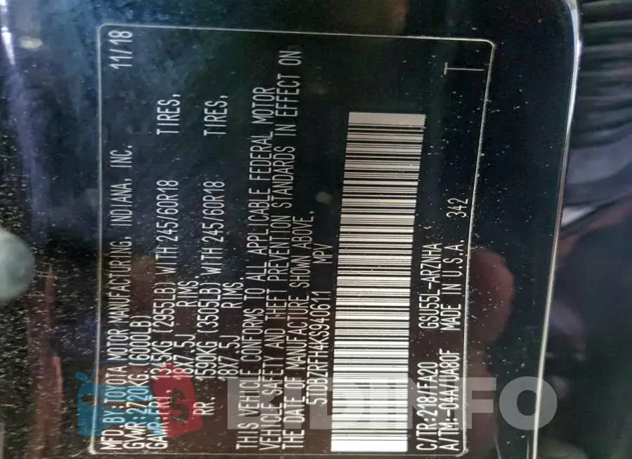 5TDBZRFH4KS940611 Photo# 13