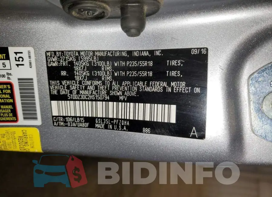 5TDDZ3DC2HS150794 Photo# 14