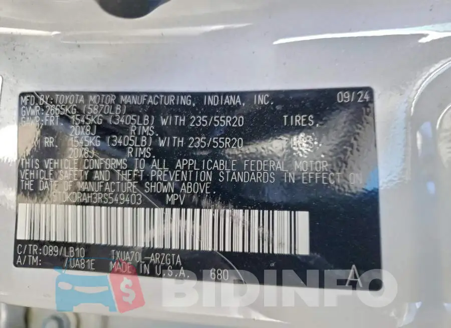 5TDKDRAH3RS549403 Photo# 13