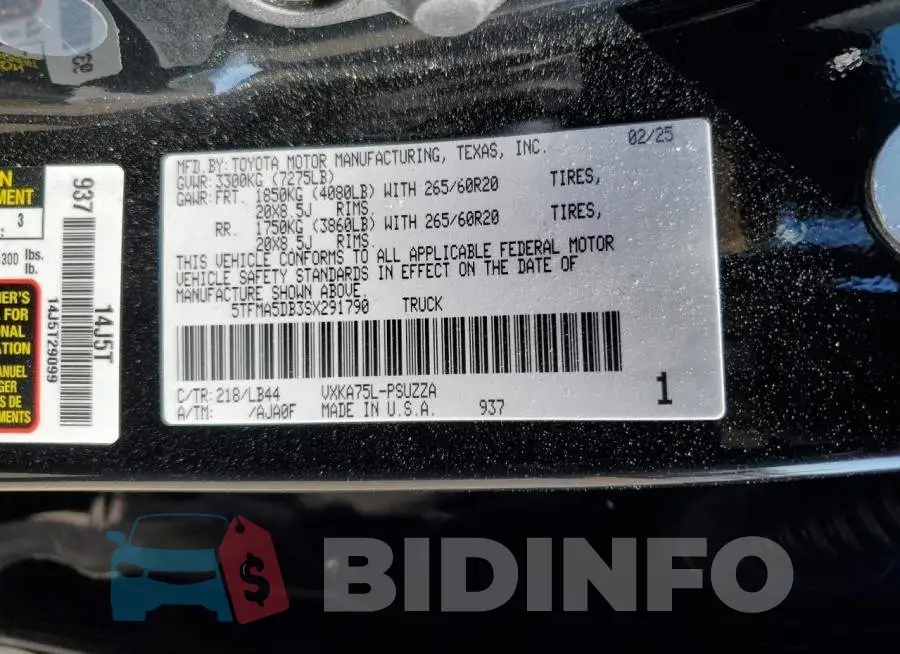 5TFMA5DB3SX291790 Photo# 12