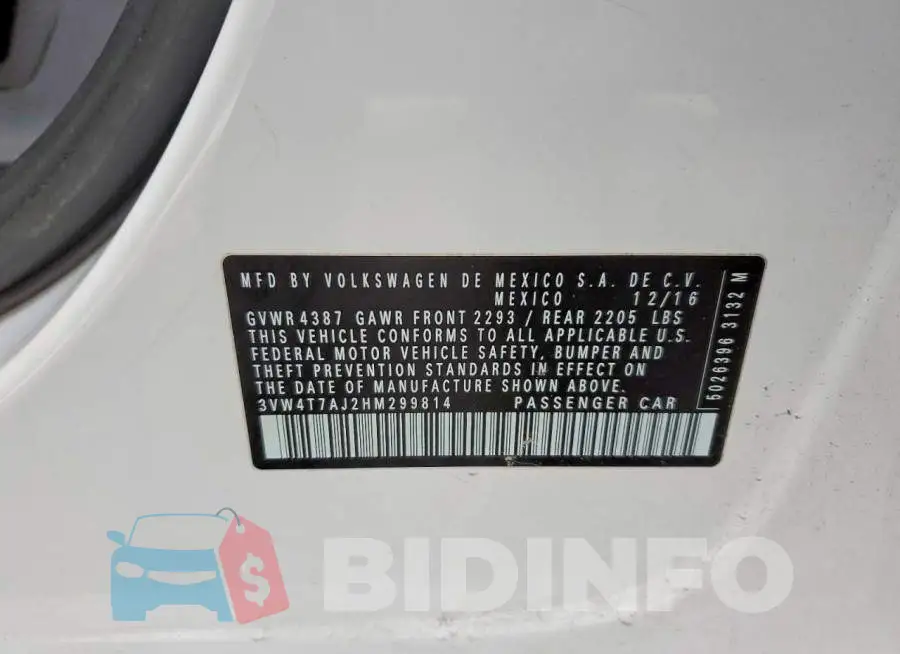 3VW4T7AJ2HM299814 Photo# 12
