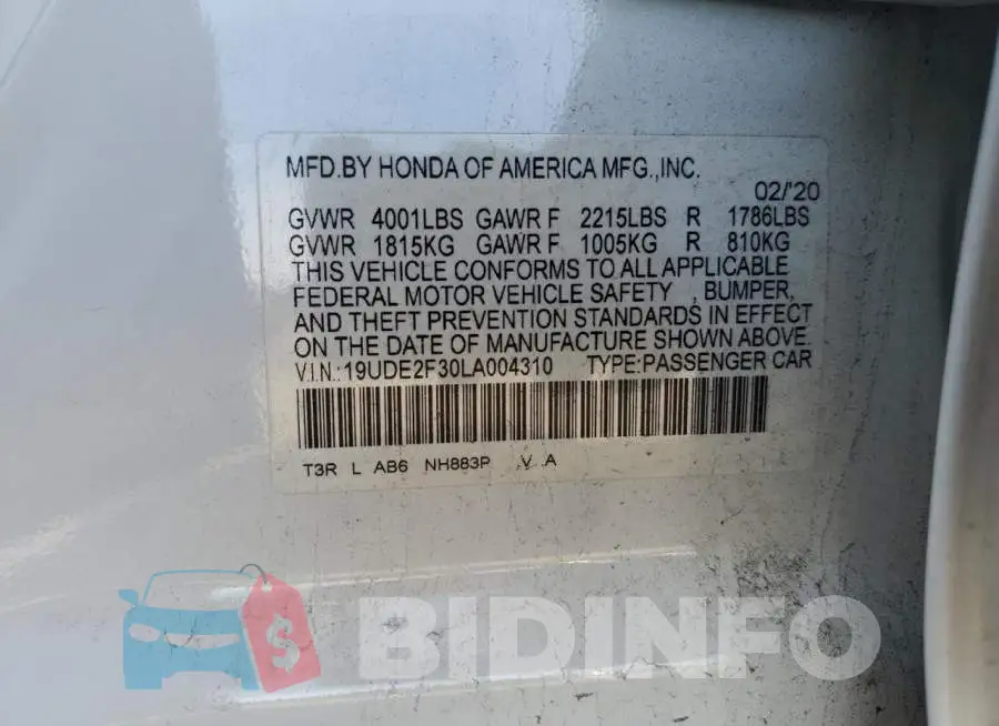 19UDE2F30LA004310 Photo# 12