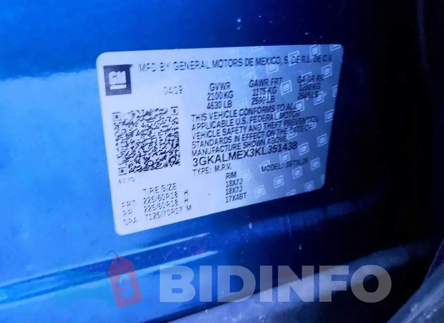 3GKALMEX3KL351438 Photo# 12