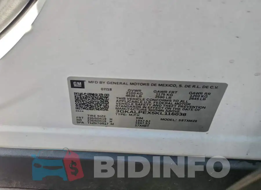 3GKALPEX5KL116038 Photo# 13