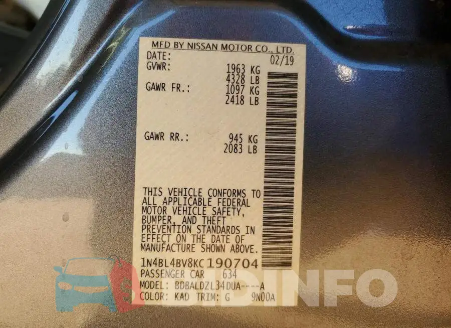 1N4BL4BV8KC190704 Photo# 13