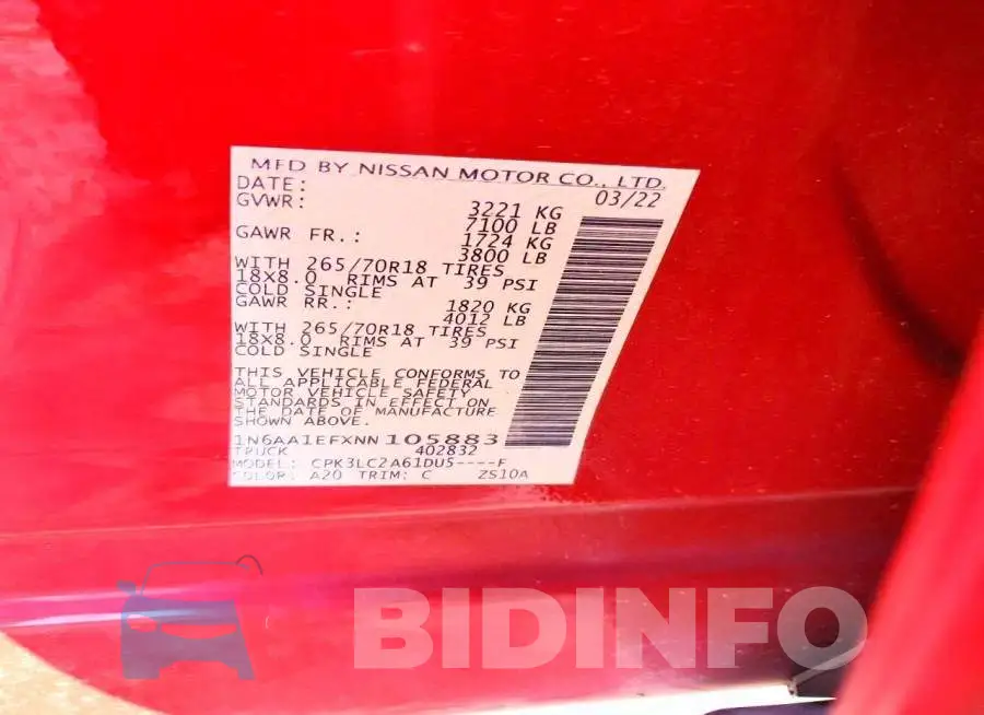 1N6AA1EFXNN105883 Photo# 12