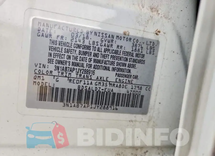3N1AB7AP1JY288916 Photo# 12