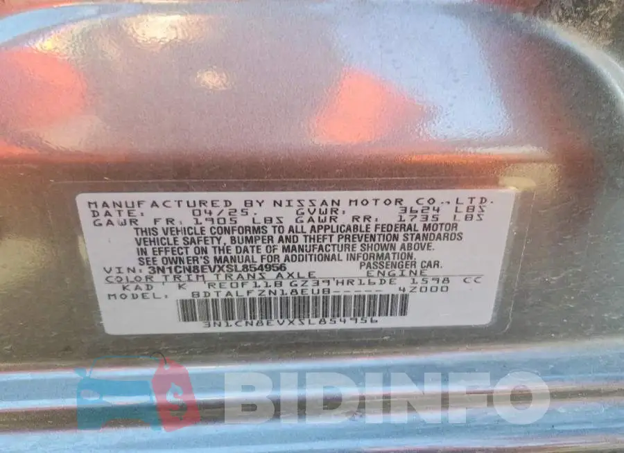3N1CN8EVXSL854956 Photo# 13