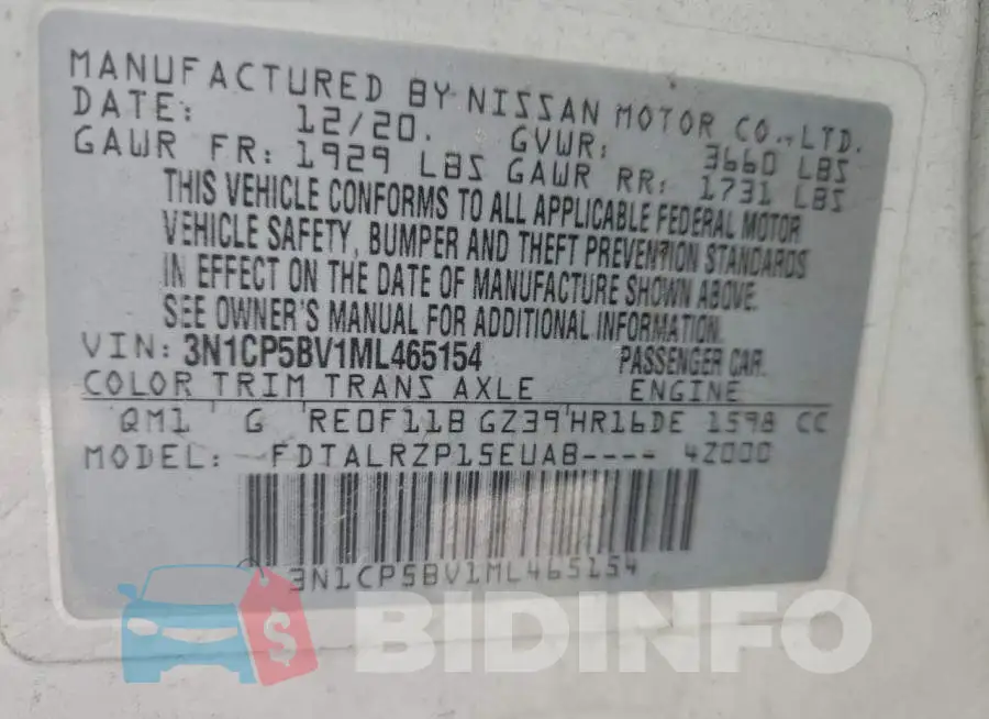3N1CP5BV1ML465154 Photo# 12