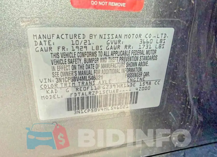 3N1CP5BV4ML546021 Photo# 10