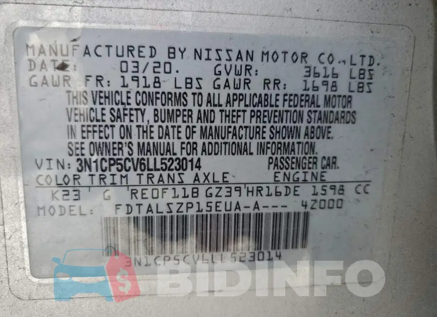 3N1CP5CV6LL523014 Photo# 12