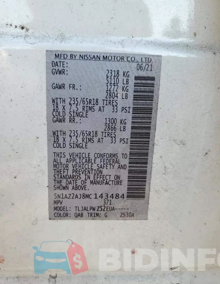 5N1AZ2AJ8MC143484 Photo# 12