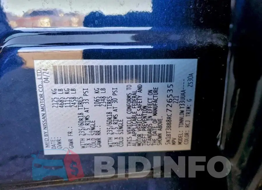 5N1BT3BB8RC726535 Photo# 12