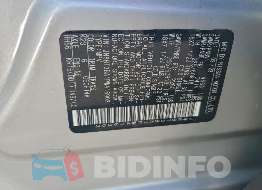 JN8BT3BA1PW416903 Photo# 14