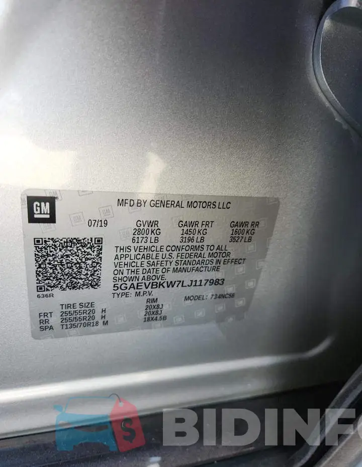 5GAEVBKW7LJ117983 Photo# 13
