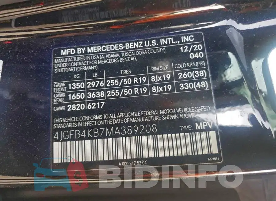 4JGFB4KB7MA389208 Photo# 12