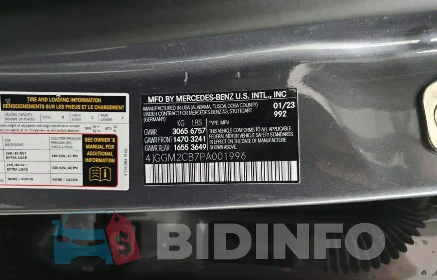 4JGGM2CB7PA001996 Photo# 10