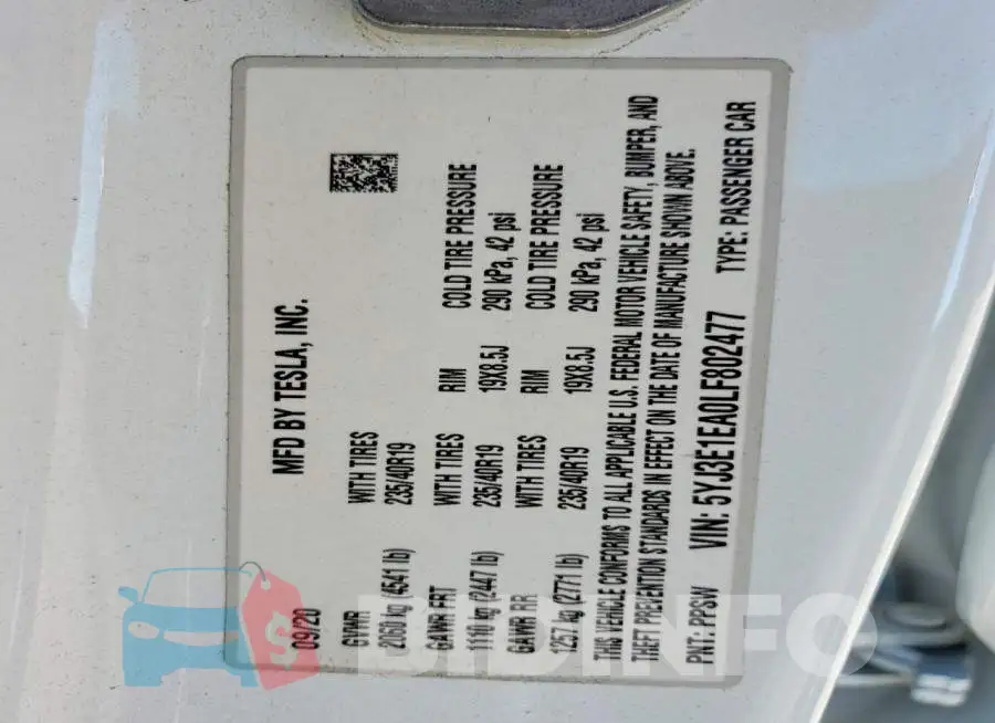 5YJ3E1EA0LF802477 Photo# 12