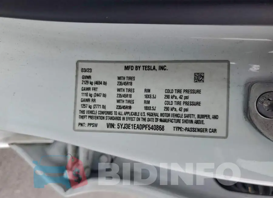 5YJ3E1EA0PF540868 Photo# 13