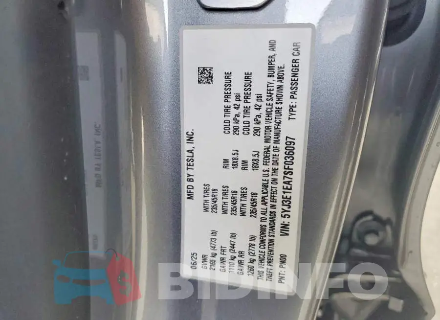 5YJ3E1EA7SF036097 Photo# 12