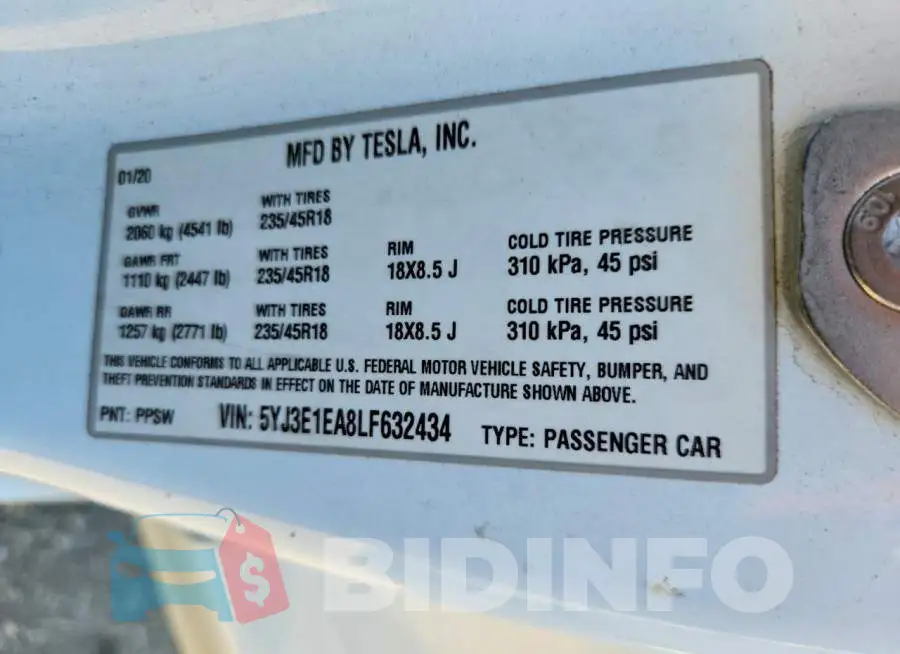 5YJ3E1EA8LF632434 Photo# 12