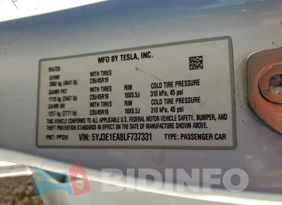 5YJ3E1EA8LF737331 Photo# 12