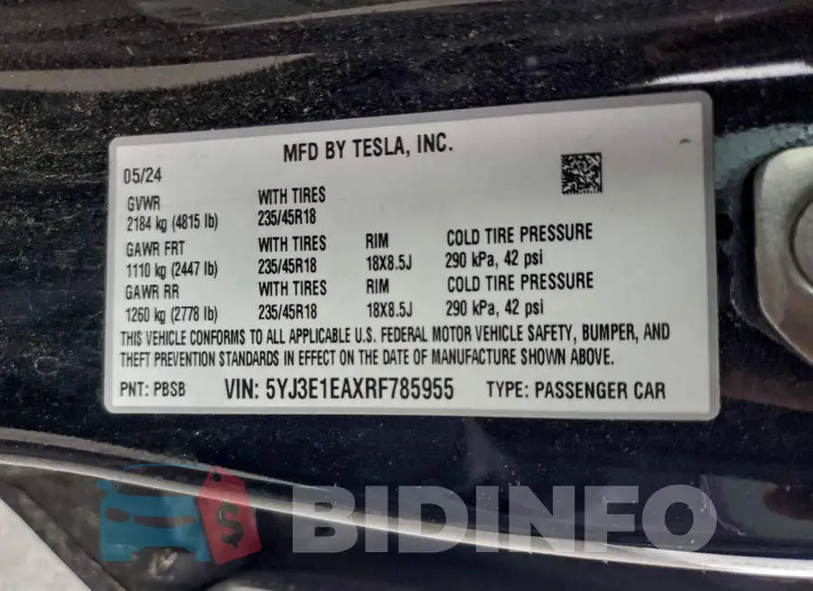 5YJ3E1EAXRF785955 Photo# 12