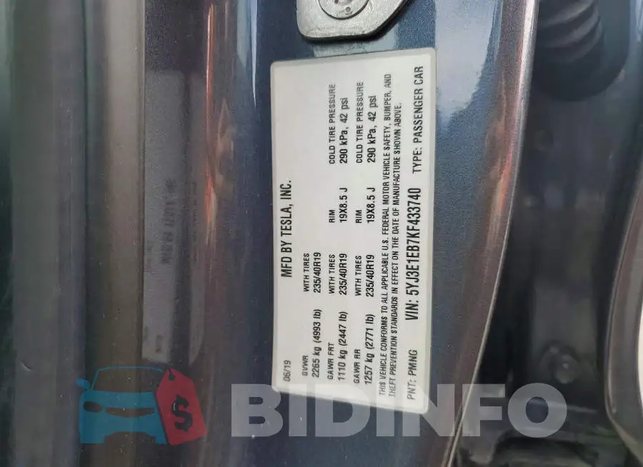 5YJ3E1EB7KF433740 Photo# 13