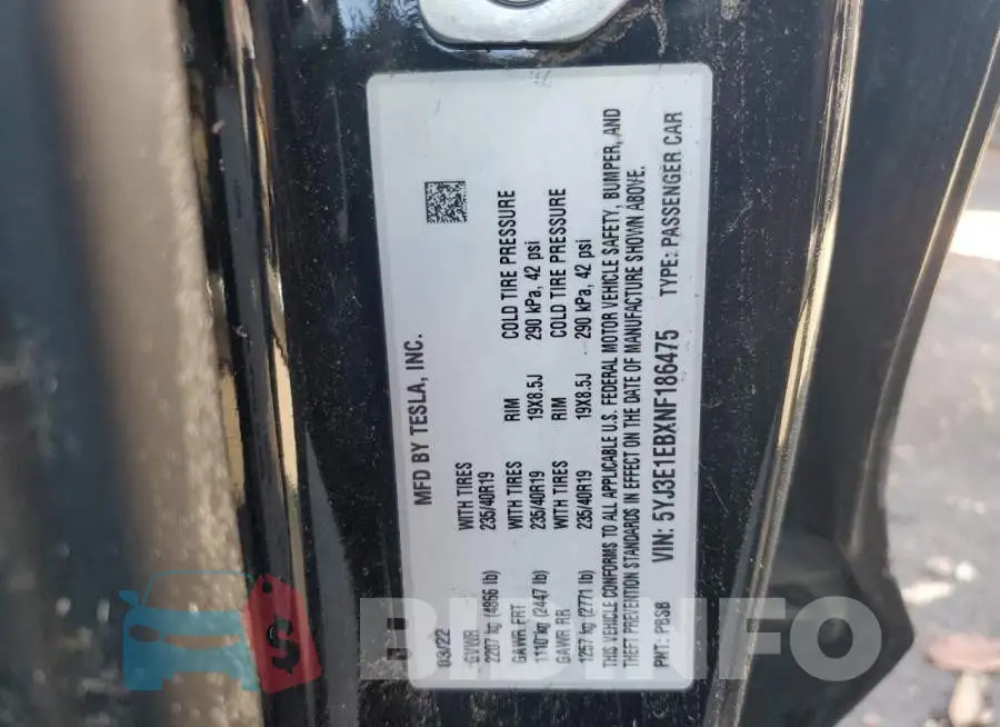 5YJ3E1EBXNF186475 Photo# 12