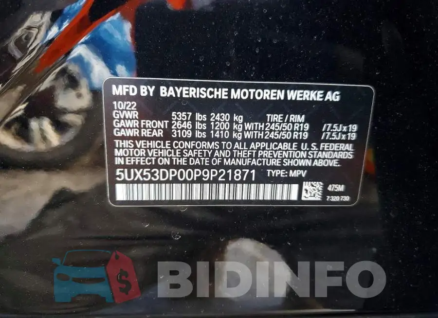 5UX53DP00P9P21871 Photo# 14