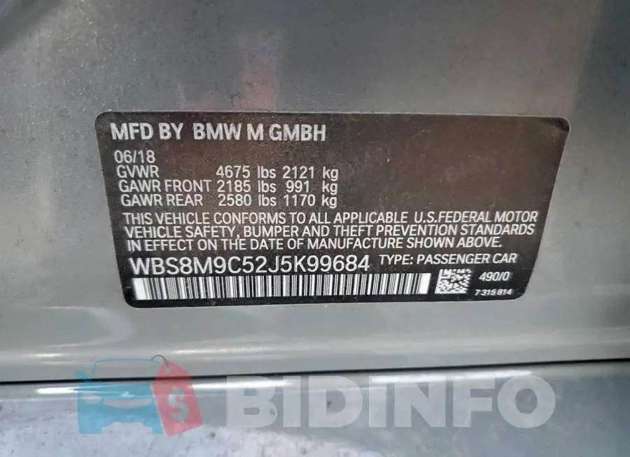 WBS8M9C52J5K99684 Photo# 12