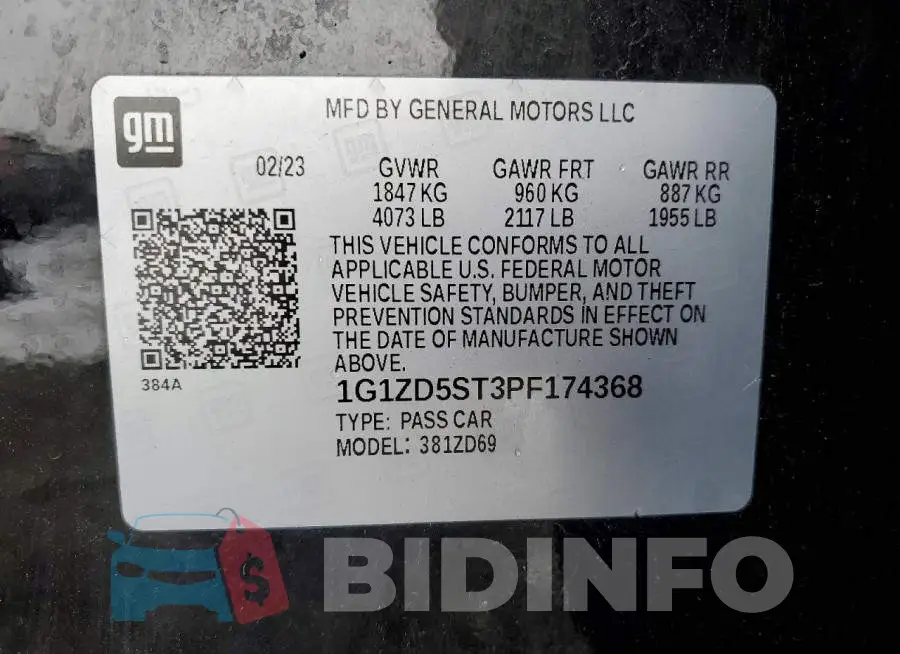 1G1ZD5ST3PF174368 Photo# 13