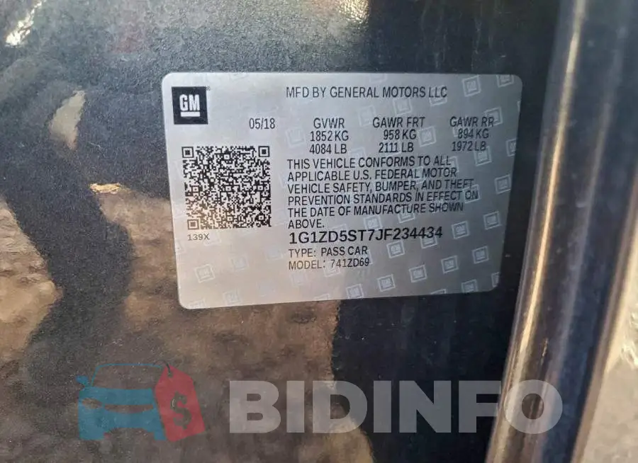 1G1ZD5ST7JF234434 Photo# 13