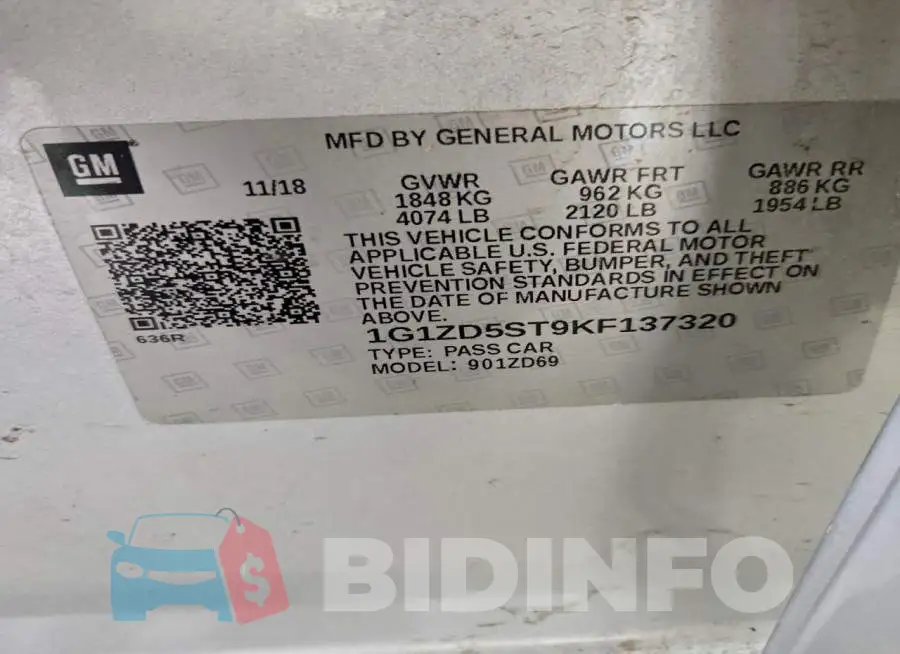 1G1ZD5ST9KF137320 Photo# 13