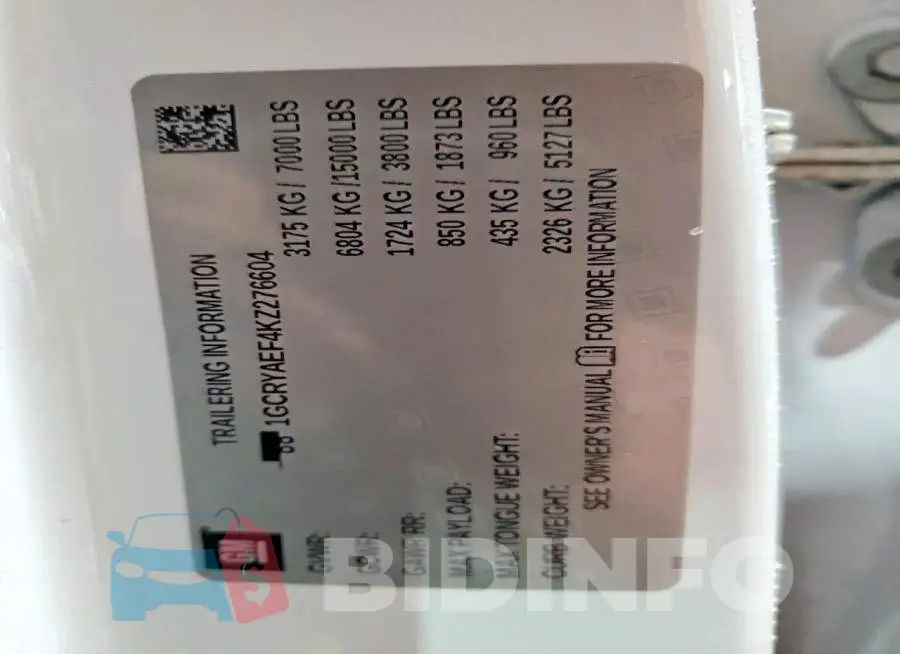1GCRYAEF4KZ276604 Photo# 12
