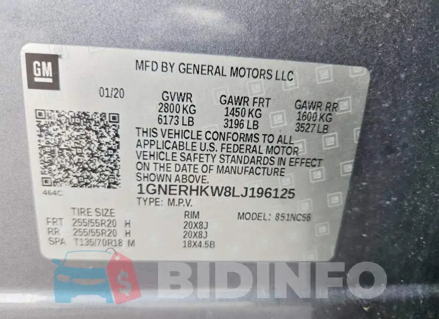 1GNERHKW8LJ196125 Photo# 14