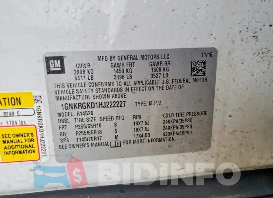 1GNKRGKD1HJ222227 Photo# 13