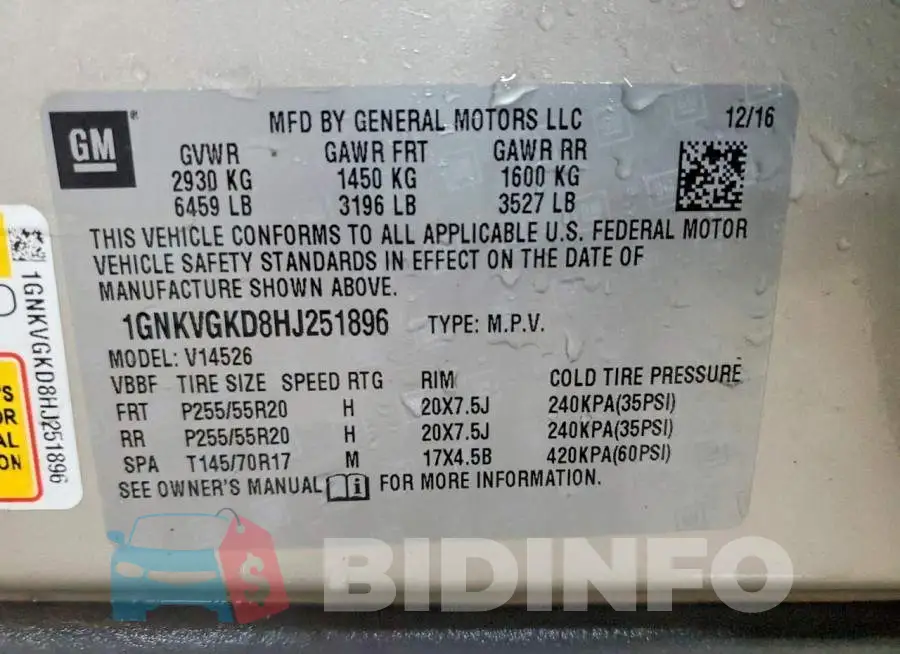 1GNKVGKD8HJ251896 Photo# 13