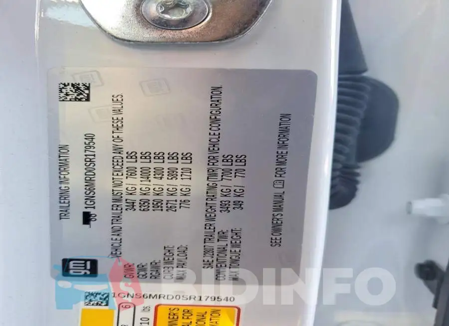 1GNS6MRD0SR179540 Photo# 13